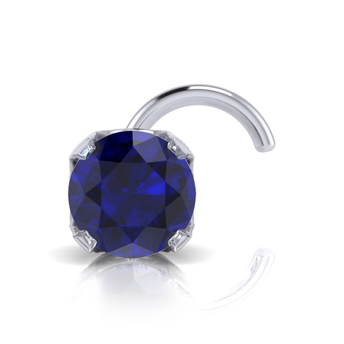 0.015 Carat 1.5mm Sapphire Nose Ring in 14K White Gold by SuperJeweler