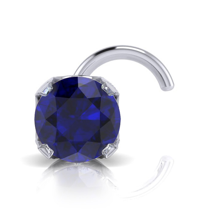 0.03 Carat 2mm Sapphire Nose Ring in 14K White Gold by SuperJeweler