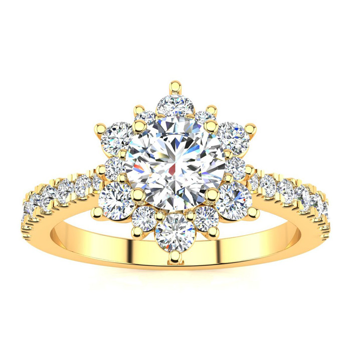 2 Carat Round Shape Halo Diamond Engagement Ring in 14K Yellow Gold (4 g) (, SI2-I1), Size 4 by SuperJeweler