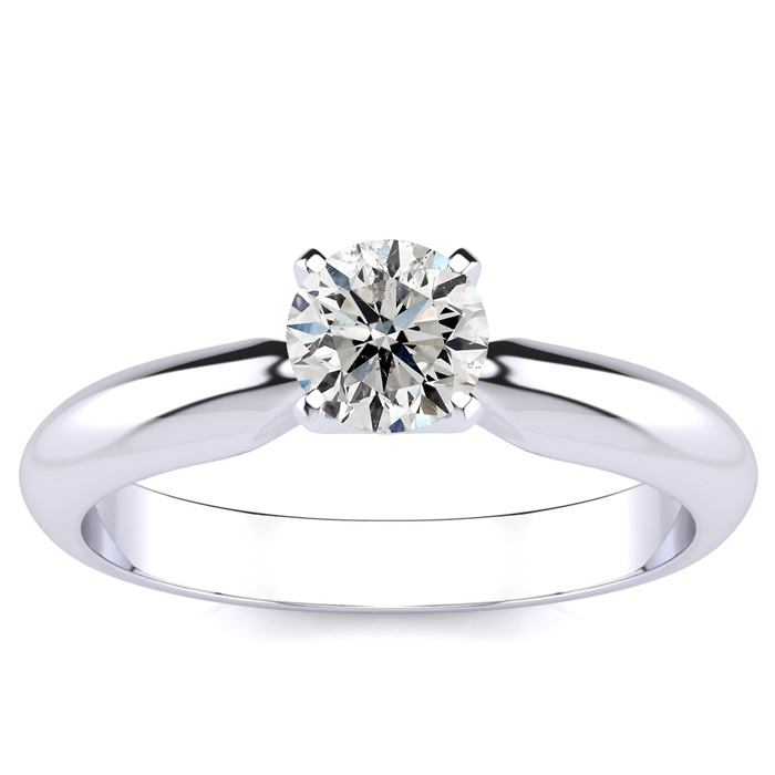 14K White Gold 1/2 Carat Diamond Solitaire Engagement Ring (G-H, I1-I2) By SuperJeweler