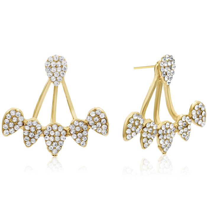 Crystal Spray Earring Jackets w/ 14K Yellow Gold Over Sterling Silver Silicone Backs by SuperJeweler