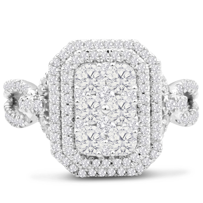 1 3/4 Carat Pave Diamond Engagement Ring In 14K White Gold (7 G). Diamond Color Is , Diamond Clarity I2 By SuperJeweler