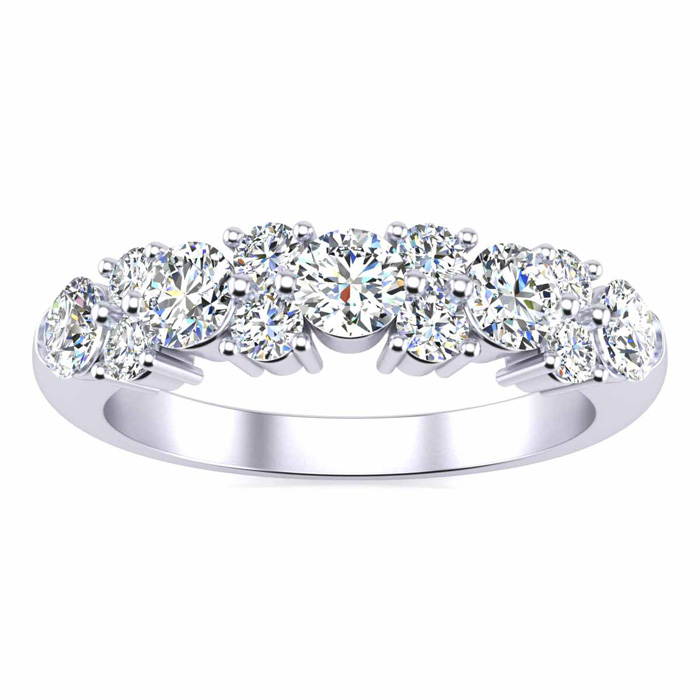 3/4 Carat Diamond Garland Ring in 14K White Gold (4.50 g) (, I1-I2), 4mm Wide, Size 4 by SuperJeweler