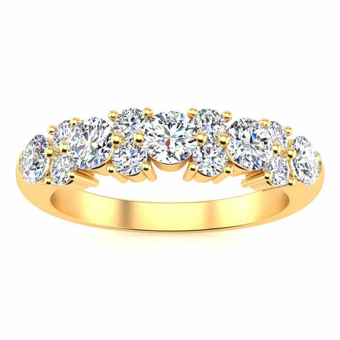 3/4 Carat Diamond Garland Ring in 14K Yellow Gold (4.50 g) (, I1-I2), 4mm Wide, Size 4 by SuperJeweler