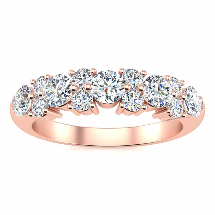 3/4 Carat Diamond Garland Ring in 14K Rose Gold (4.50 g) (, I1-I2), 4mm Wide, Size 4 by SuperJeweler