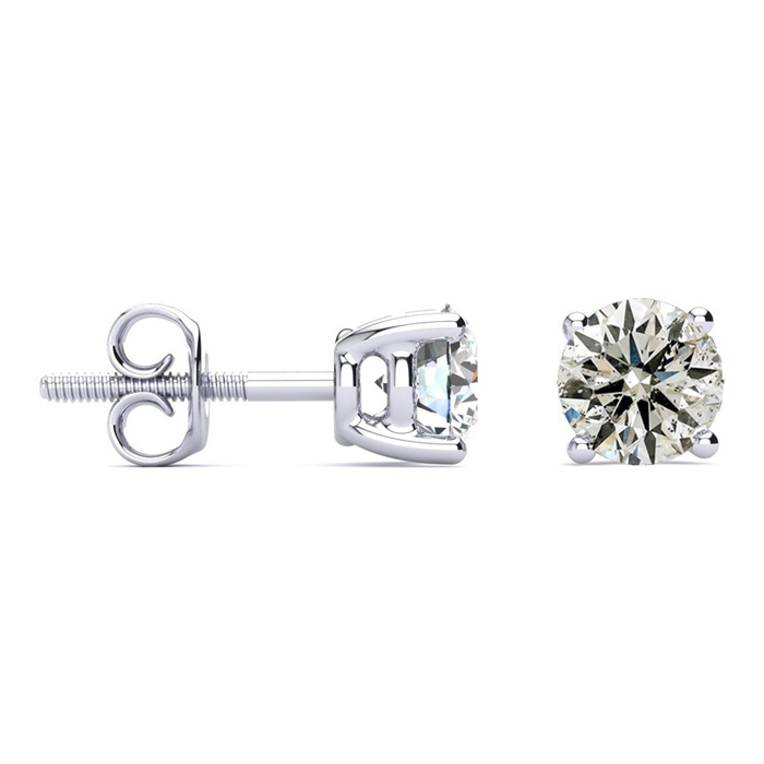 1.25 Carat Diamond Stud Earrings in 14K White Gold (1.5 Grams) (E-F, I2 Clarity Enhanced) by SuperJeweler