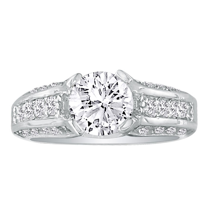 1 3/4 Carat Diamond Round Engagement Ring in 14k White Gold by SuperJeweler