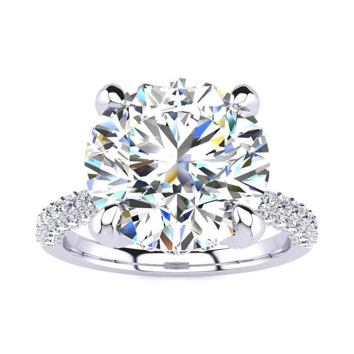 4 3/4 Carat Halo Diamond Engagement Ring w/ 4 Carat Center Diamon