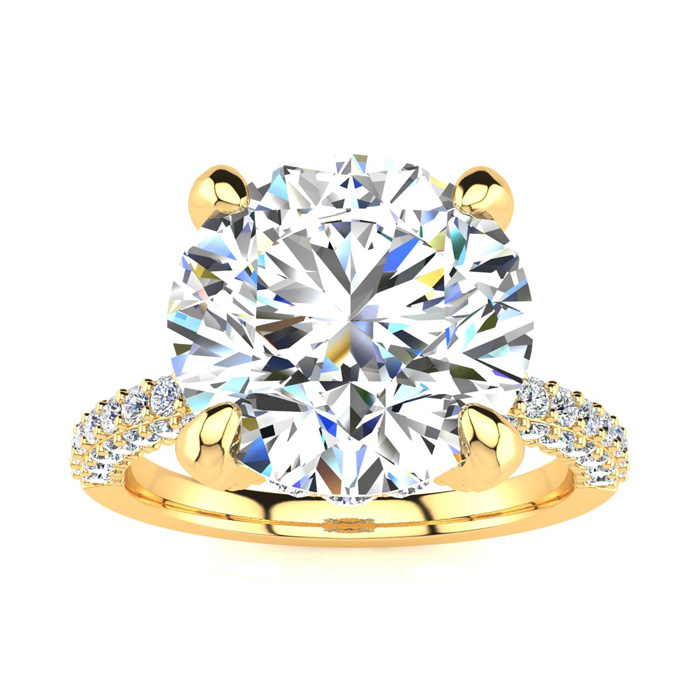 4 3/4 Carat Halo Diamond Engagement Ring w/ 4 Carat Center Diamond in 14K Yellow Gold (3.90 g) (  I1-I2 Clarity Enhanced)  Size 7 by SuperJeweler