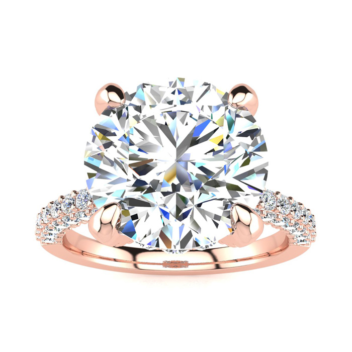 4 3/4 Carat Halo Diamond Engagement Ring w/ 4 Carat Center Diamond in 14K Rose Gold (3.90 g) (  I1-I2 Clarity Enhanced)  Size 6.5 by SuperJeweler