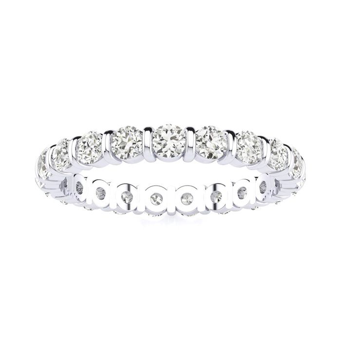 14k 1 Carat Rounded Bar Set Diamond White Gold Eternity Wedding Band, Size 9,  by SuperJeweler