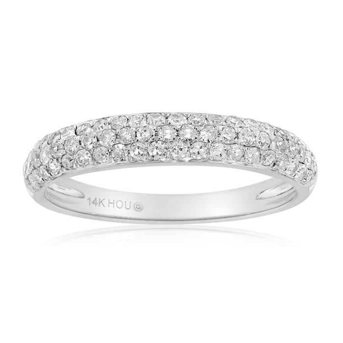 Previously Owned 1/2 Carat Micro Pave Diamond Wedding Band in 14K White Gold, G-H Color, Size 7.5 by SuperJeweler