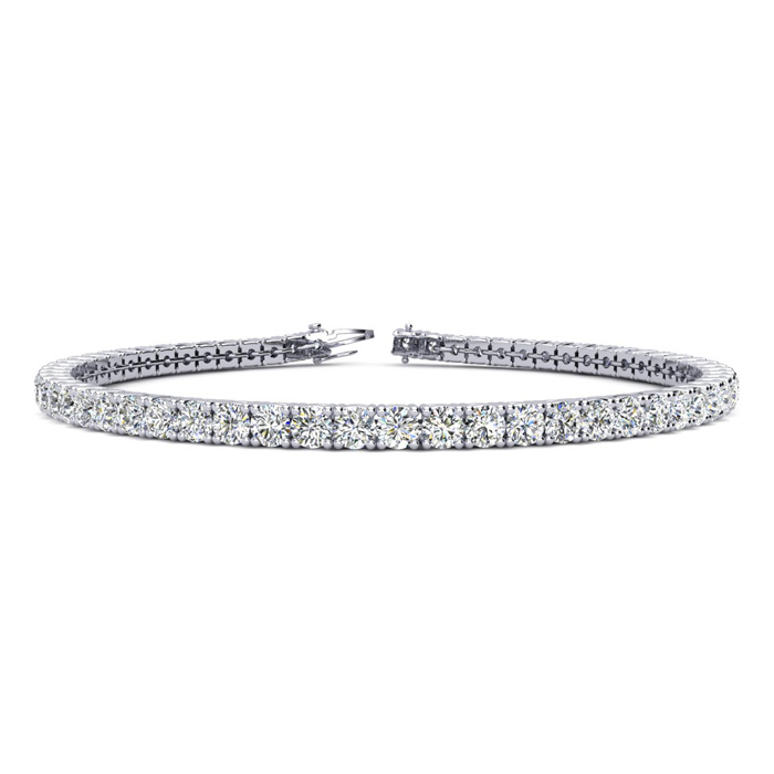 5 Carat Round E-F Colorless Diamond Tennis Bracelet in 14K White 