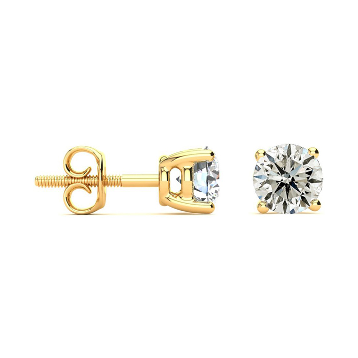 Single Diamond 3/4 Carat Diamond Stud Earring in 14K Yellow Gold,  by SuperJeweler