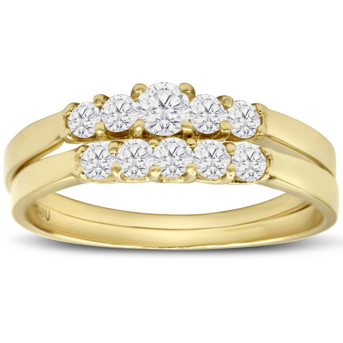1/2 Carat Diamond Bridal Ring Set w/ .12 Carat Center Diamond in 14k Yellow Gold, , Size 6.5 by SuperJeweler