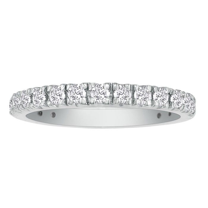 2/3 Carat Diamond Almost Eternity Wedding Band in 14k White Gold (2.7 g), Size 6, 7, 8, G-H Color by SuperJeweler