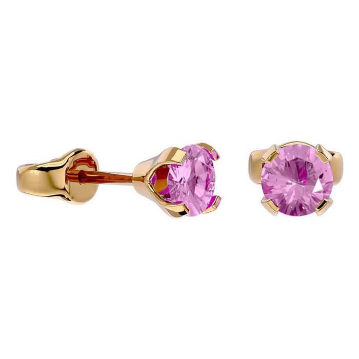 1/2 Carat Pink Topaz Stud Earrings in 14K Yellow Gold (0.3 g) FIlled by SuperJeweler