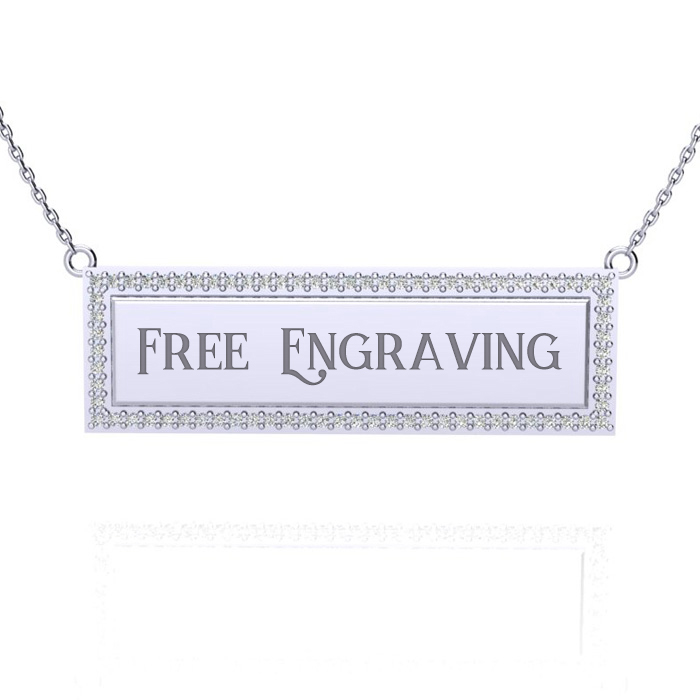 14K White Gold (5 g) 1/3 Carat Diamond Bar Necklace w/ Free Custom Engraving, 18 Inches,  by SuperJeweler