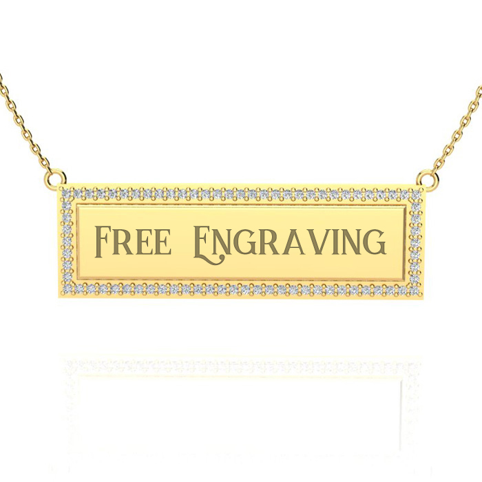 14K Yellow Gold (5 g) 1/3 Carat Diamond Bar Necklace w/ Free Custom Engraving, 18 Inches,  by SuperJeweler