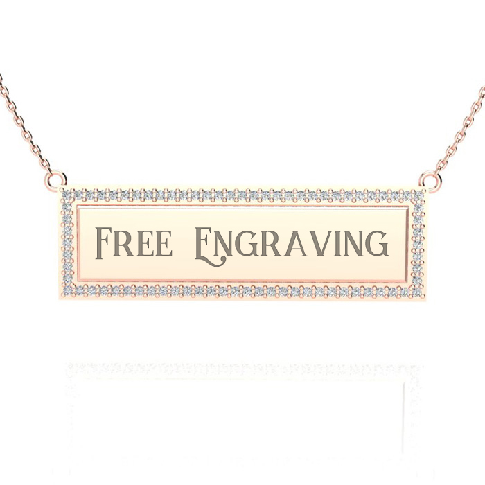 14K Rose Gold (5 g) 1/3 Carat Diamond Bar Necklace w/ Free Custom Engraving, 18 Inches,  by SuperJeweler