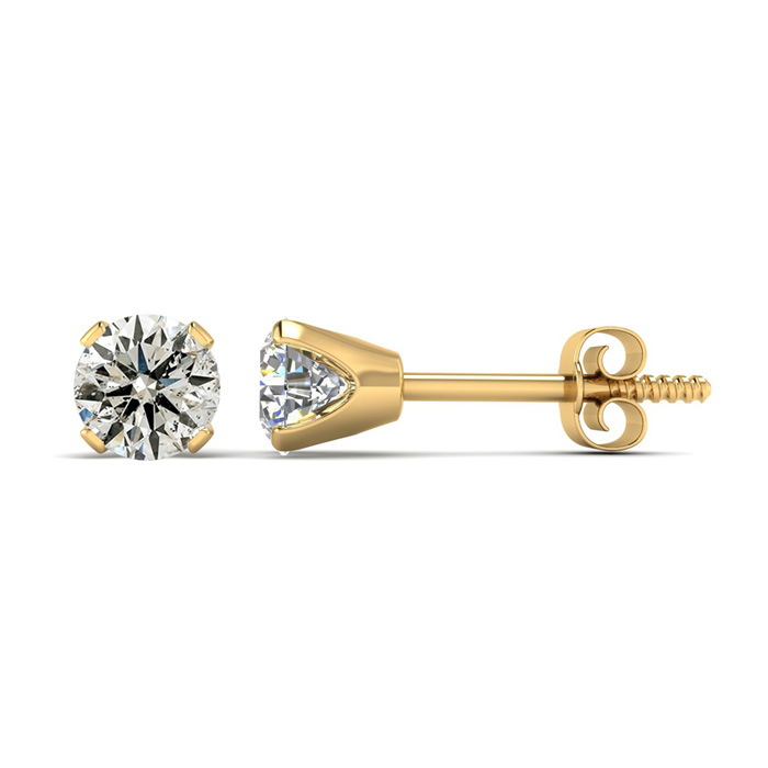 1 Carat Diamond Stud Earrings in 14K Yellow Gold (1.2 g) (,  Clarity Enhanced) by SuperJeweler