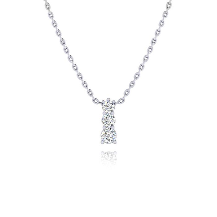 1/4 Carat Three Stone Diamond Necklace in 14K White Gold (2 g), 18 Inches,  by SuperJeweler