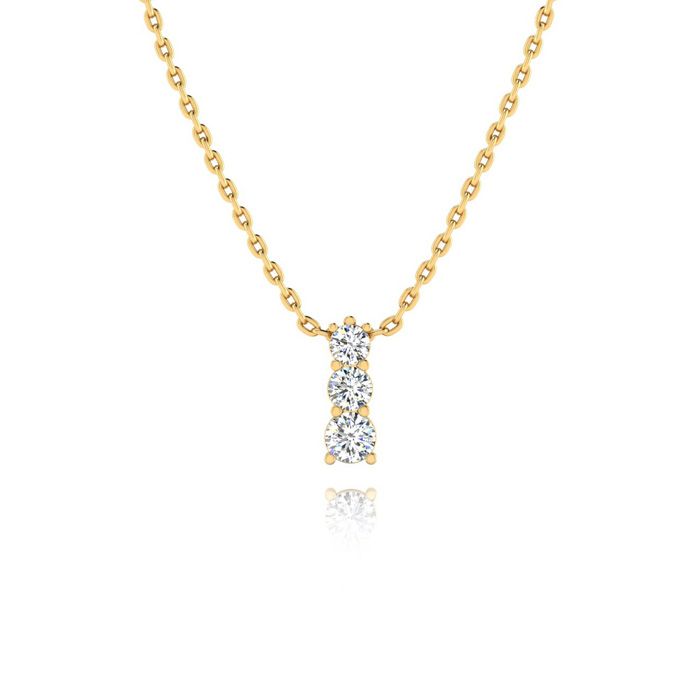 1/4 Carat Three Stone Diamond Necklace in 14K Yellow Gold (2 g), 18 Inches,  by SuperJeweler