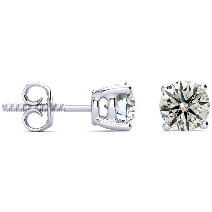 1.5 Carat Colorless Diamond Stud Earrings in 14K White Gold (1.4 g) (E-F, I2 Clarity Enhanced) by SuperJeweler