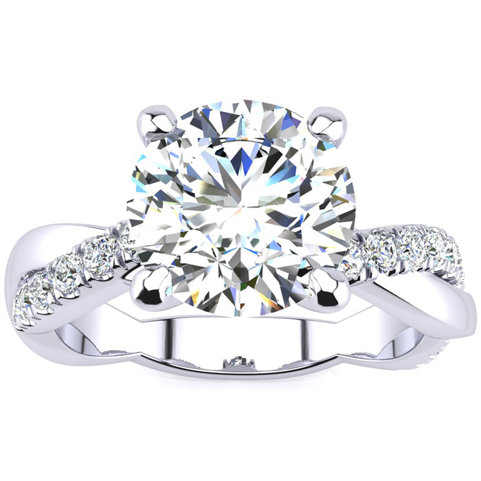 1 3/4 Carat Diamond Engagement Ring in 14K White Gold (4.60 g)  1.5 Carat Center Diamond (  I1-I2 Clarity Enhanced)  Size 9 by SuperJeweler