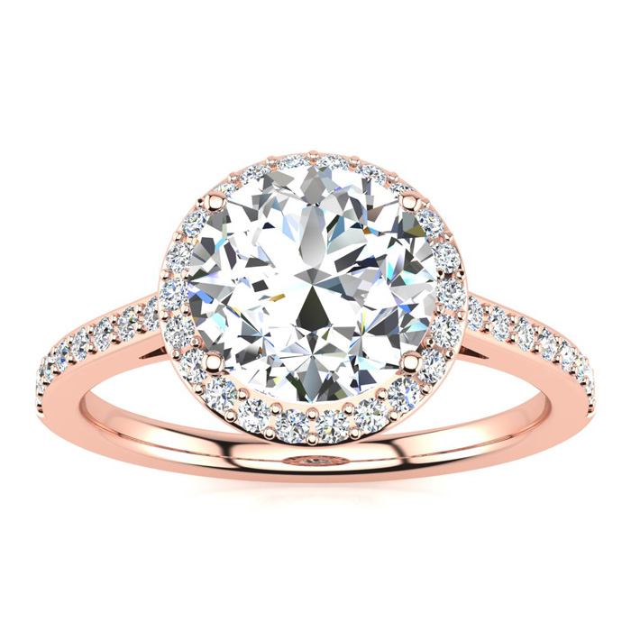 2 1/4 Carat Halo Diamond Engagement Ring in 14K Rose Gold (2.60 g) (  I1-I2 Clarity Enhanced)  Size 6 by SuperJeweler