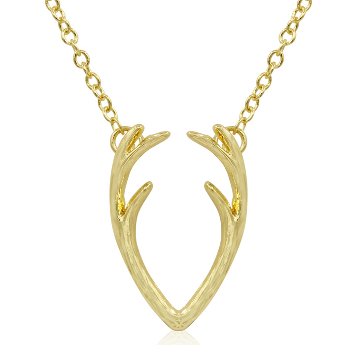 Yellow Gold (3 g) Tone Antler Necklace, 18 Inches by SuperJeweler