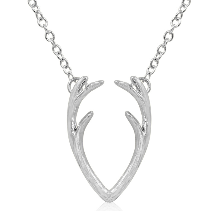 Silver Tone Antler Necklace, 18 Inches By SuperJeweler
