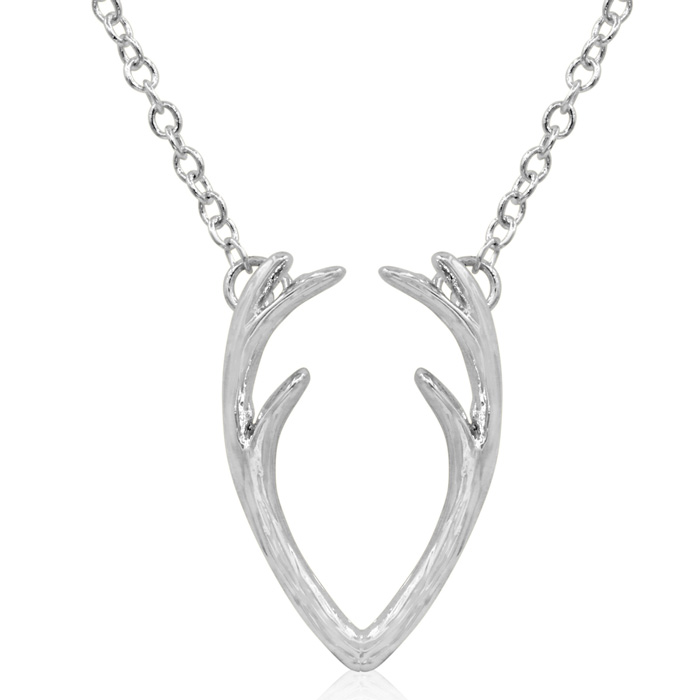 Silver Tone Antler Necklace, 18 Inches by SuperJeweler