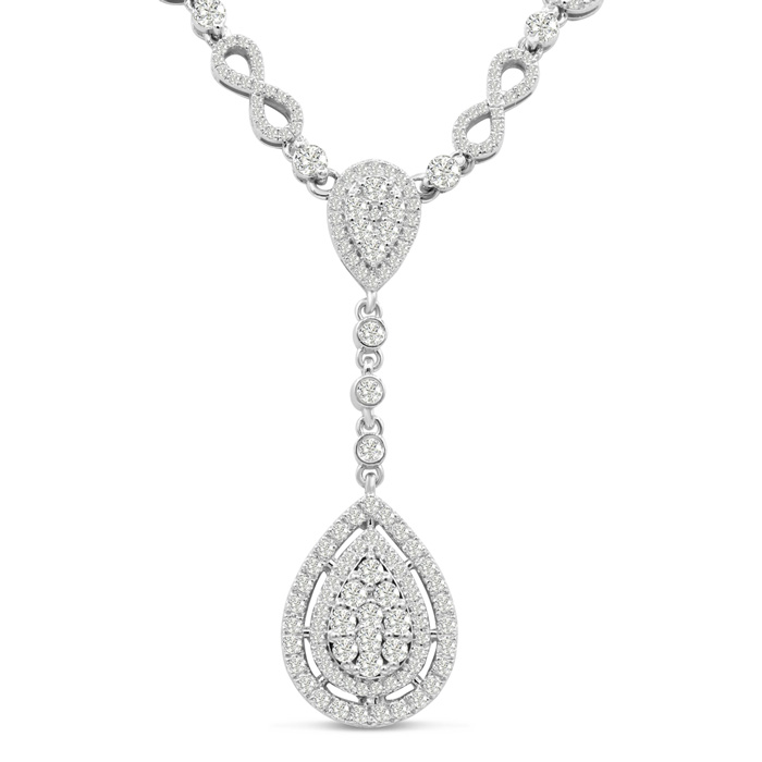 14K White Gold (34.1 G) 6.77 Carat Diamond Fine Necklace, H/I, 18 Inch Chain By SuperJeweler