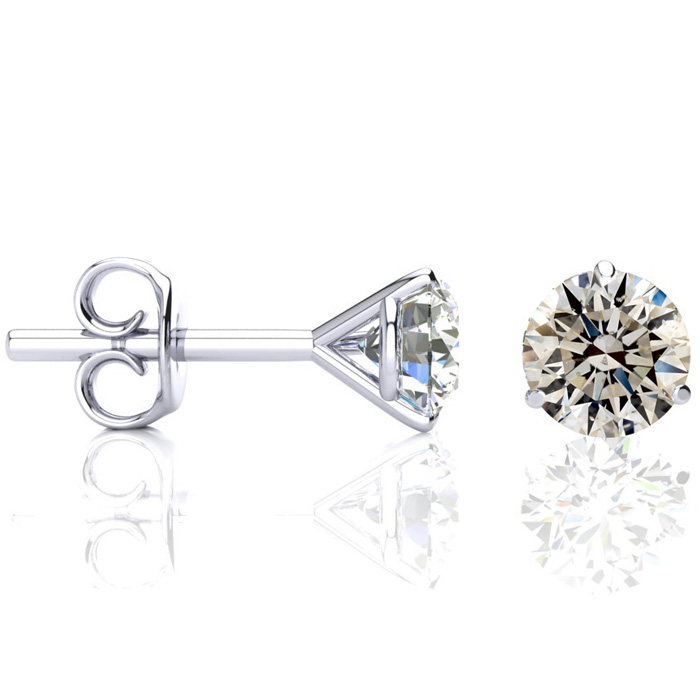 1.5 Carat Diamond Stud Earrings in 14K White Gold (1.2 Gram) Martini Setting (L-M, I1-I2) by SuperJeweler