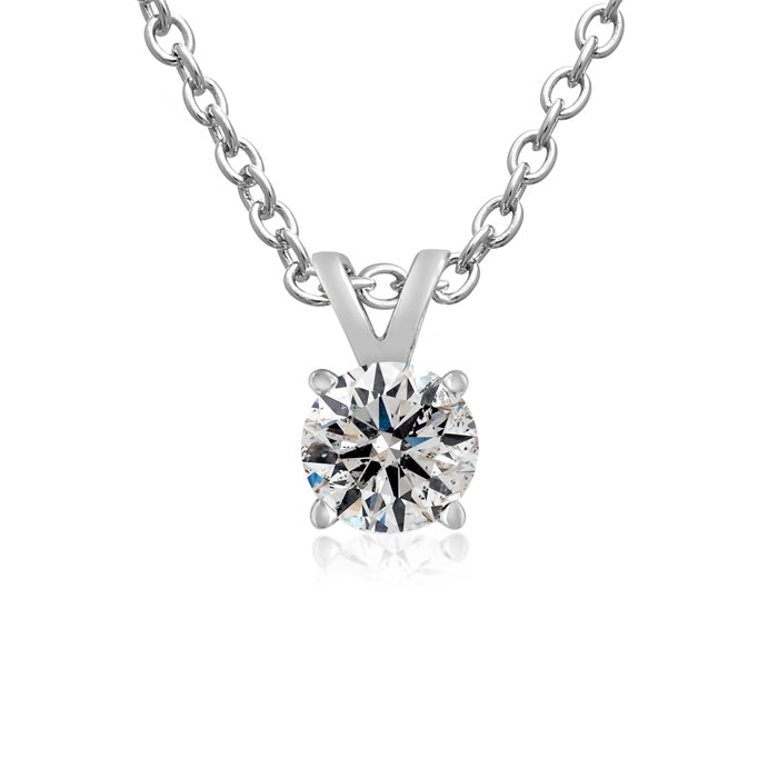 .22 Carat Colorless Diamond White Gold Pendant In 14k W/ Free 18 Inch Chain, E/F In Sterling Silver By SuperJeweler