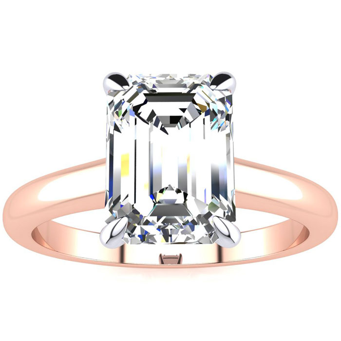 2 Carat Emerald Cut Diamond Solitaire Ring in 14K Rose Gold (3 g) (  SI1-SI2 Clarity Enhanced) by SuperJeweler