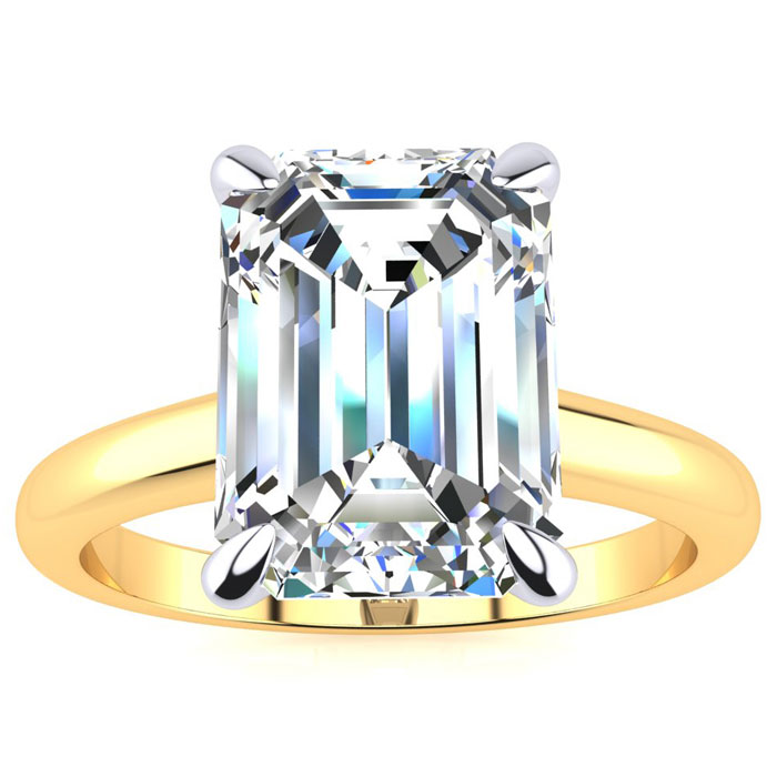 3 Carat Emerald Cut Diamond Solitaire Ring in 14K Yellow Gold (3 