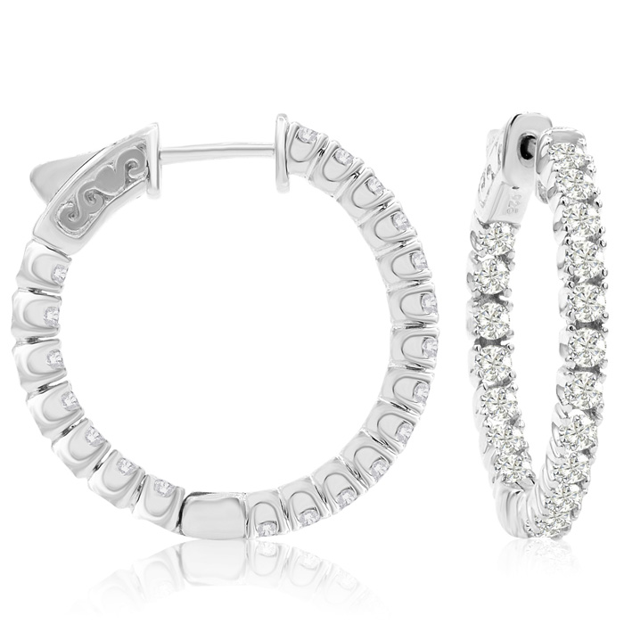 1.5 Carat Crystal Hoop Earrings in Sterling Silver, 1 Inch by SuperJeweler