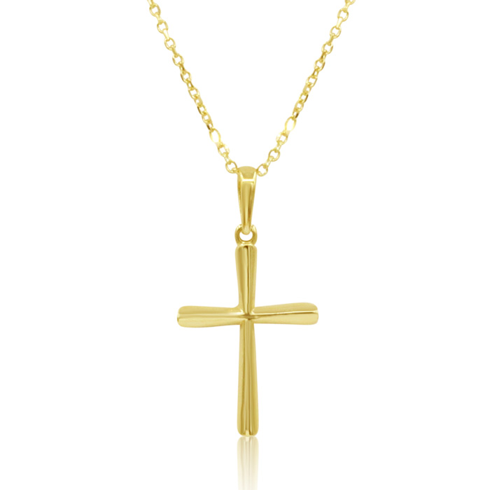 14K Yellow Gold (2 g) Dainty Cross Necklace w/ Free 18 Inch Chain by SuperJeweler