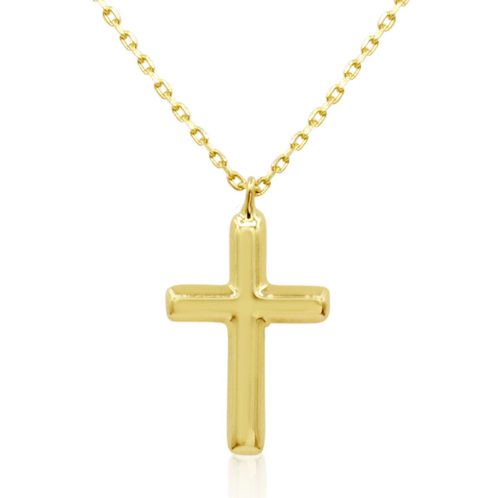 14K Gold (1.90 g) Two Tone Dainty Cross Necklace w/ Free 18 Inch Chain by SuperJeweler