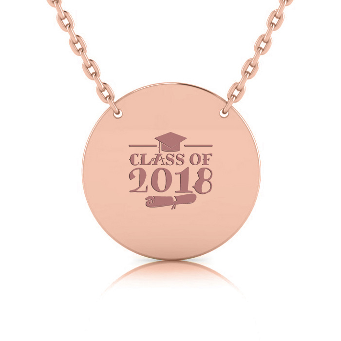 14K Rose Gold (5.3 g) Over Sterling Silver Disc Necklace w/ Free Mother's Day Custom Engraving, 18 Inches by SuperJeweler