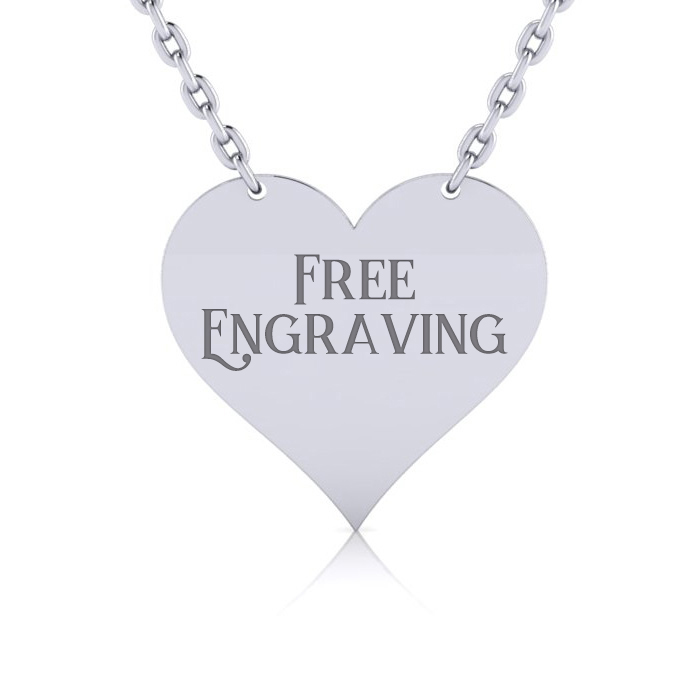 Sterling Silver Heart Necklace w/ Free Mother's Day Custom Engraving, 18 Inches by SuperJeweler