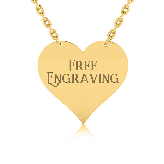 14K Yellow Gold (4.6 g) Over Sterling Silver Heart Necklace w/ Free Mother's Day Custom Engraving, 18 Inches by SuperJeweler