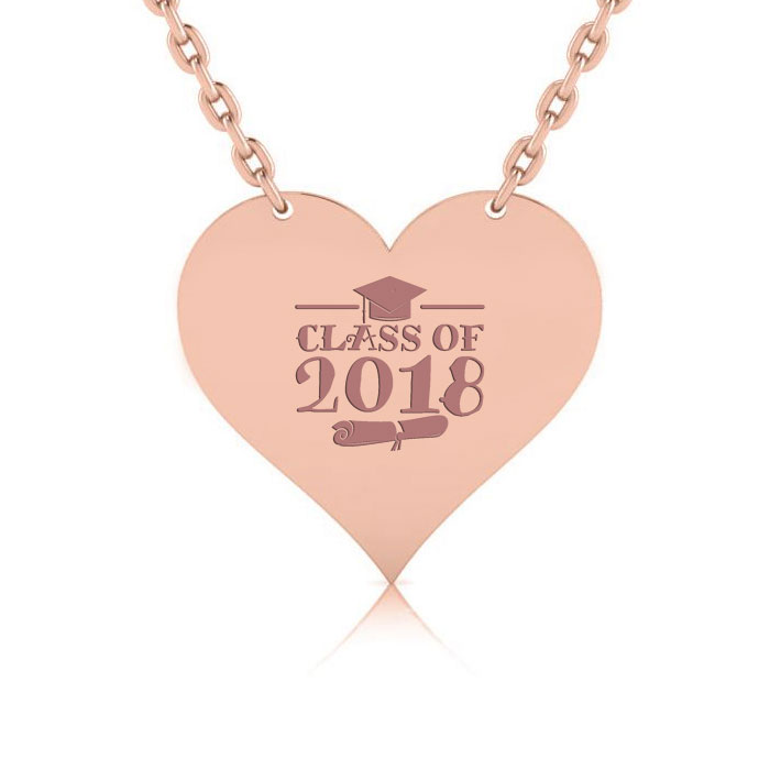 14K Rose Gold (4.6 g) Over Sterling Silver Heart Necklace w/ Free Mother's Day Custom Engraving, 18 Inches by SuperJeweler