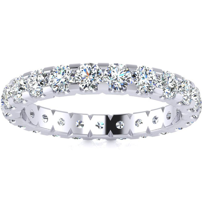 14K White Gold (4.30 g) 2 Carat Round Diamond Eternity Ring (  SI1)  Size 4 by SuperJeweler