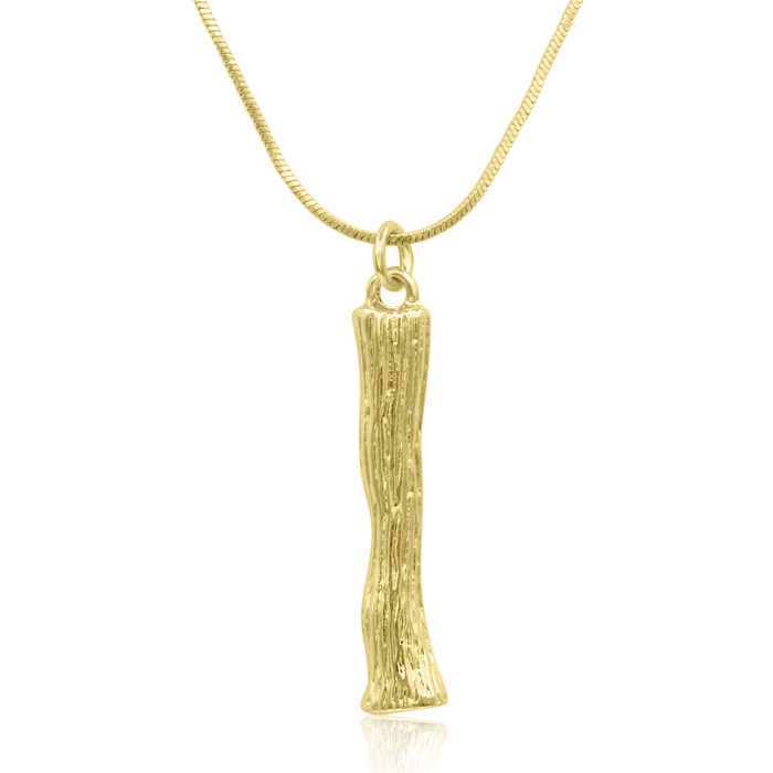 Letter "I" Bamboo Initial Necklace in Gold Overlay, All Letters Available, Free 18 Inch Snake Chain by SuperJeweler