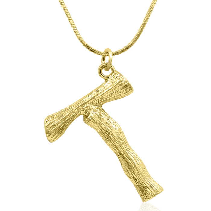 Letter "T" Bamboo Initial Necklace in Gold Overlay, All Letters Available, Free 18 Inch Snake Chain by SuperJeweler