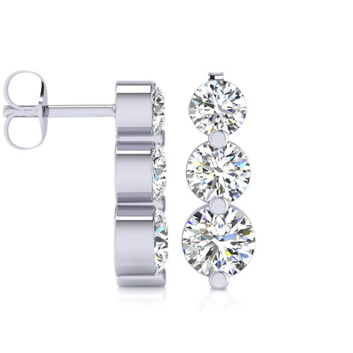 1 Carat Three Diamond Graduated Drop Earrings in 14K White Gold,  by SuperJeweler