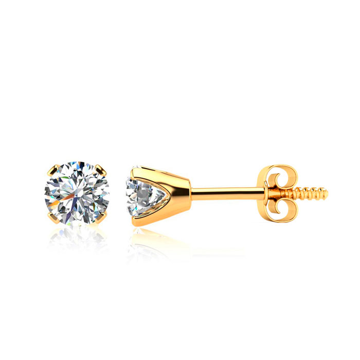 1.30 Carat Colorless Diamond Earrings in 14K Yellow Gold (1.2 g) (E-F, I2 Clarity Enhanced) by SuperJeweler